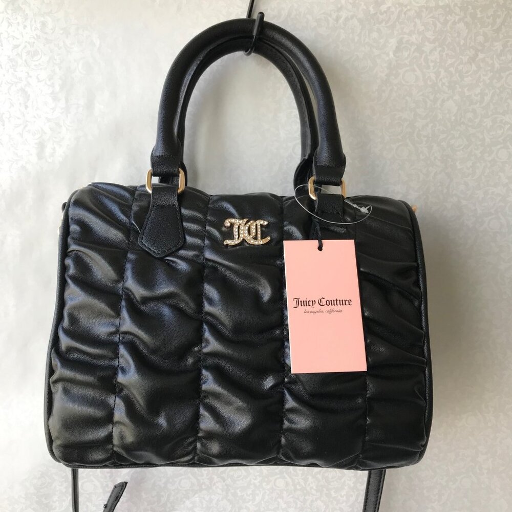 Juicy Couture Run The World Satchel Bag Purse Ruffle Liquorice Black MSRP : $89